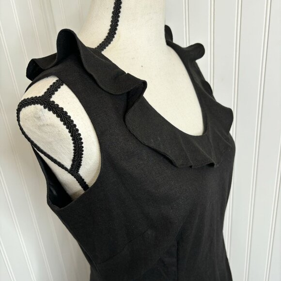 Vintage Mary McFadden Collection Black Ruffle Sleeveless Dress 8P - Picture 3 of 9